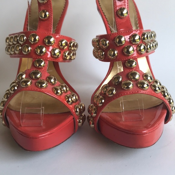 Report Signature Masonic2 Orange Studded Strappy Platform Heels 7.5M - Picture 5 of 11
